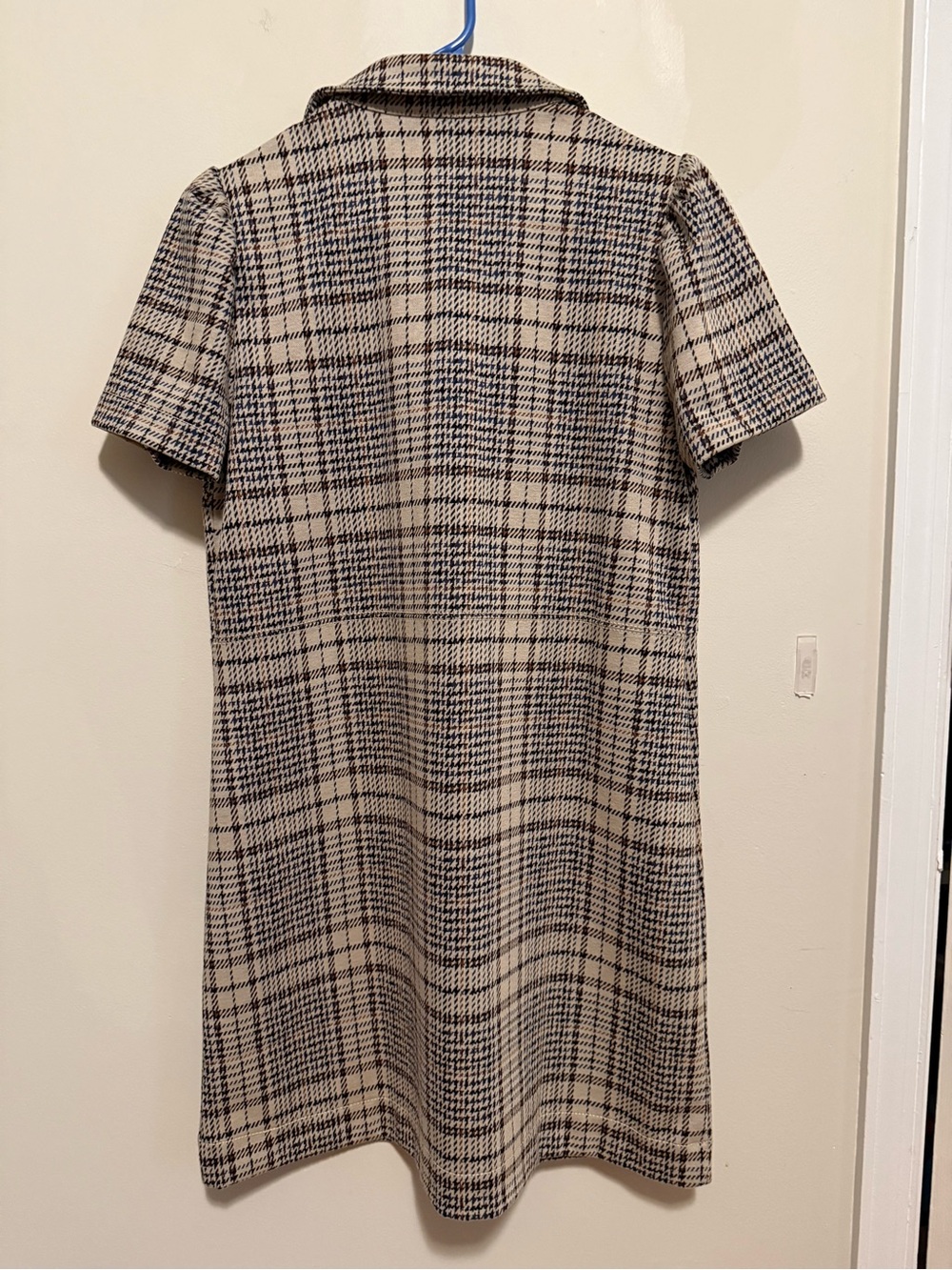NWT LOFT Outlet Plaid Shift Dress Houndstooth Pocket Mini | Size 8 - Picture 3 of 5